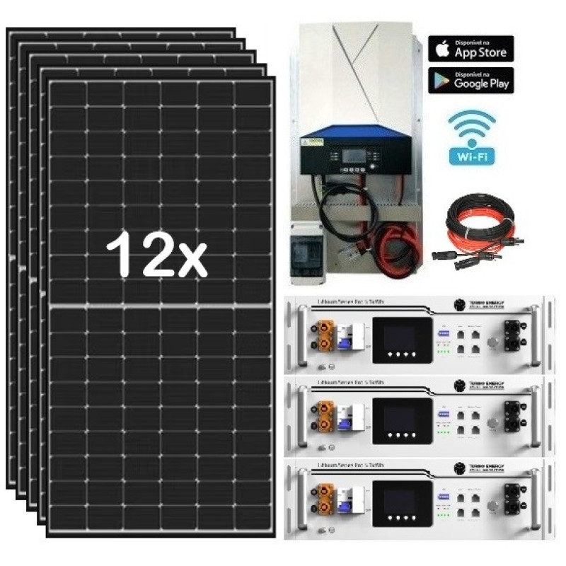Kit Solar 5 000W 48V 29 000wh/día Litio 15 3Kw